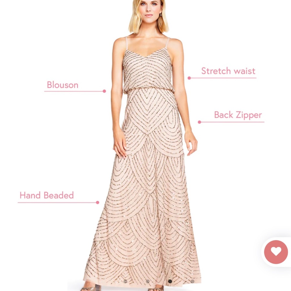 Art Deco Beaded Blouson Gown in Taupe Pink